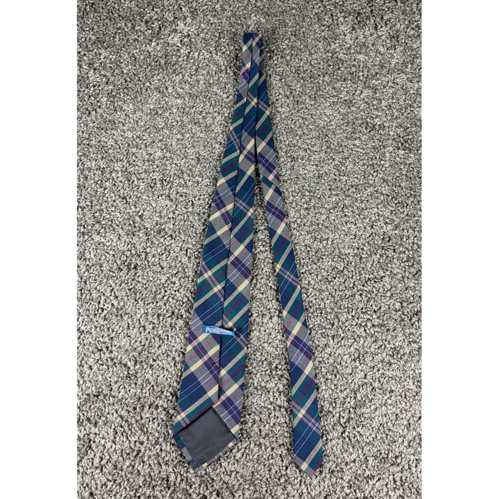 Pendleton Mens Plaid Wool Tie Navy Green Purple Tan Made in USA A219-168